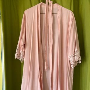 Pink Robe with Lace Detail, OS